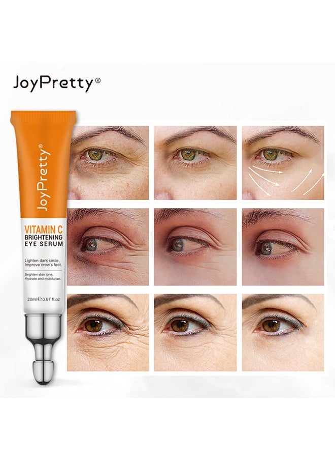 Vitamin C Brightening Eye Serum, Lighten dark circle, Improve crow's feet, Brighten skin tone, Hydrate and moisturize, Brightening Anti-Aging Eye Moisturizer, Remove Dark Circles Puffiness Under Eye Bags Fine Line, Reduce Wrinkle 20ml