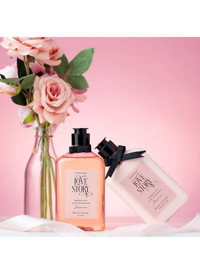 Love Story Gardenia And Night Blooming Jasmine Shower Gel And Moisturizing Summer Body Lotion Duo,(270Ml | 270Ml), 100% Vegan And Paraben Free With Goodness Of White Tea Extract, Aloe Vera And Vitamin E