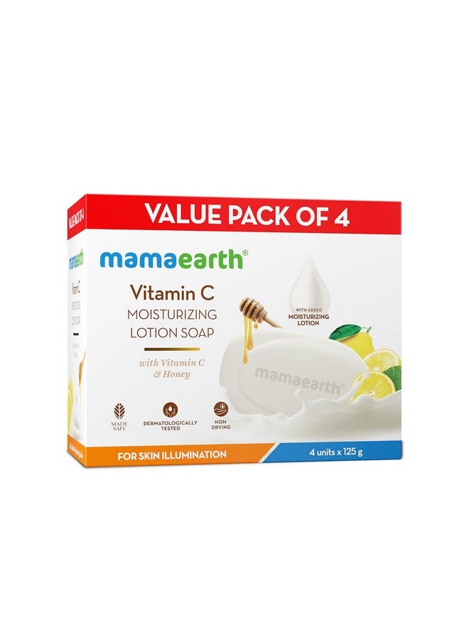Vitamin C Moisturizing Lotion Soap(Value Pack Of 4) - 125 G X 4 Units | Deeply Cleanses | Moisturizing Bathing Bar | Brightens Skin | Nourishes Dry Skin | Non-Drying | 76% Tfm Grade 1 Soap