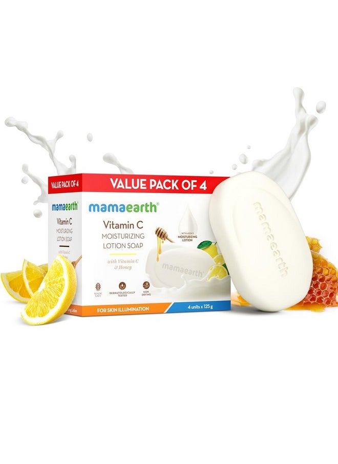 Vitamin C Moisturizing Lotion Soap(Value Pack Of 4) - 125 G X 4 Units | Deeply Cleanses | Moisturizing Bathing Bar | Brightens Skin | Nourishes Dry Skin | Non-Drying | 76% Tfm Grade 1 Soap
