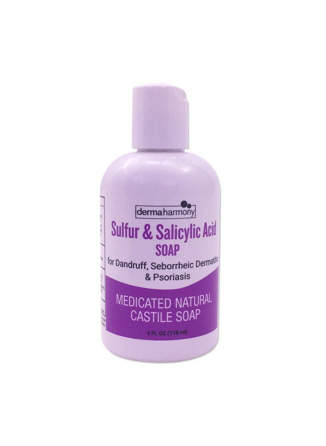 Dermaharmony 5% Sulfur and 2% Salicylic Acid Liquid Castile Soap (4 Fl Oz Bottle)