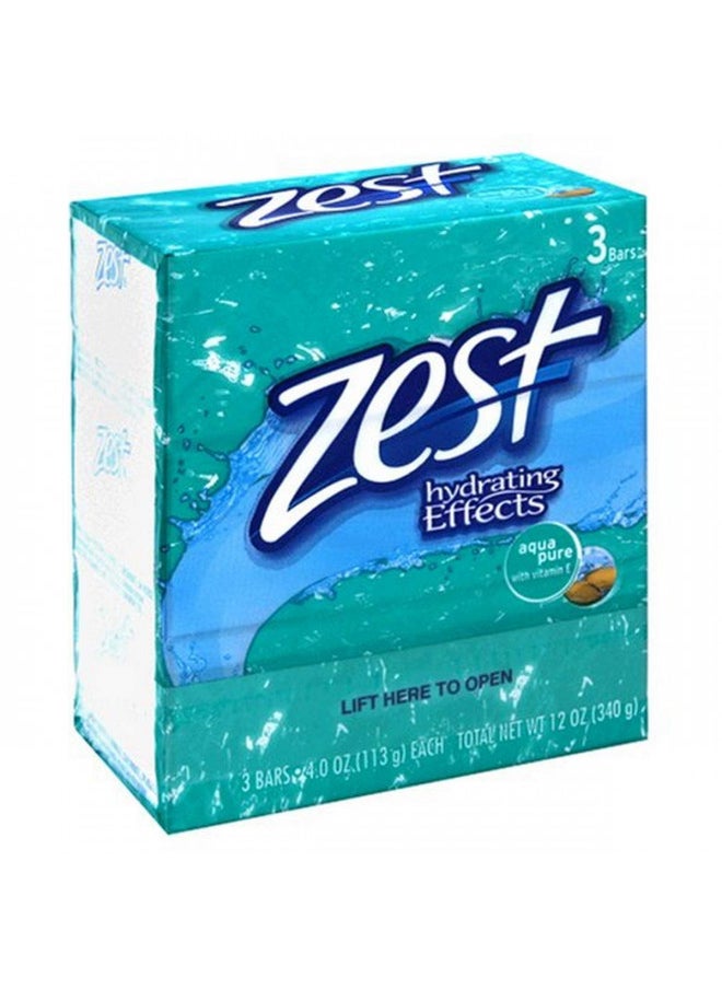 Zest 3 Bar Aqua Pure Soap, 4 oz