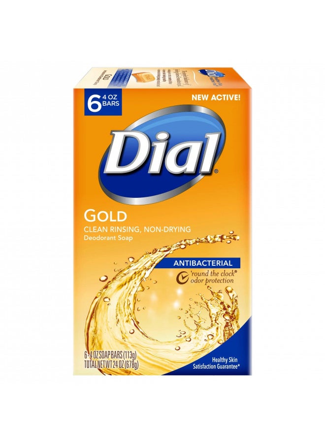 Dial Gold Antibacterial Soap - Six 4 oz Bars per Pack. (1 pack)