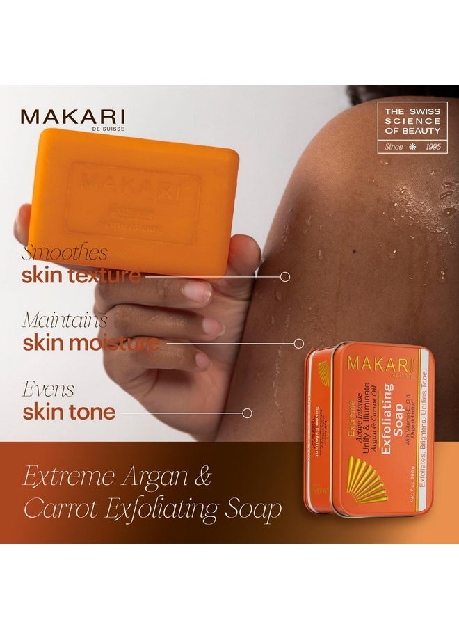 Extreme Active Intense Argan & Carrot Oil Exfoliating Soap (7Oz) | Advanced Brightening Bar Soap | With Apricot Seed Extract And Vitamins C & E | Helps Reveal Natural Skin Radiance