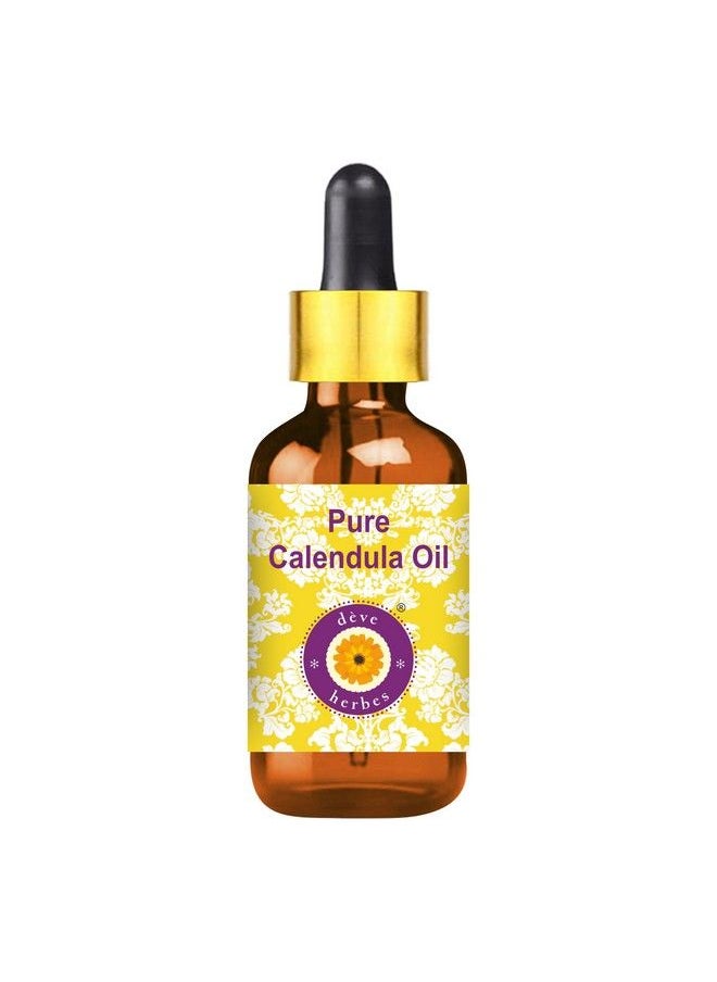 Pure Calendula Oil (Calendula Officinalis) With Glass Dropper 100% Natural Therapeutic Grade For Skin & Hair 100Ml.