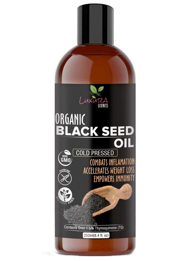 Black Seed Oil For Skin & Hair | Reduces Wrinkles, Scars & Dandruff | Gives Longer, Thicker Hair & Nails | Hydrating, Raw & Cold Pressed | 8.45 Fl Oz/250Ml