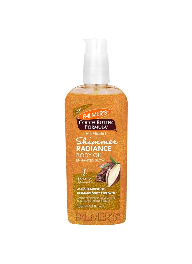 Cocoa Butter Formula Shimmer Body Oil With Vitamin E, 5.1 Fl Oz, Radiance Body Oil For Glowing Skin, Enhances Dark Tones & Tans, Hydrating