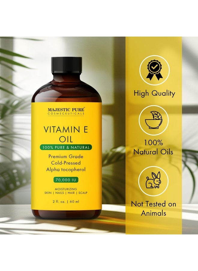 Vitamin E Oil - 100% Pure & Natural | Premium Grade, Cold-Pressed And Tocopherol To Repair Dry, Damaged Skin | Moisturizing Skin, Hair And Scalp 2 Fl Oz