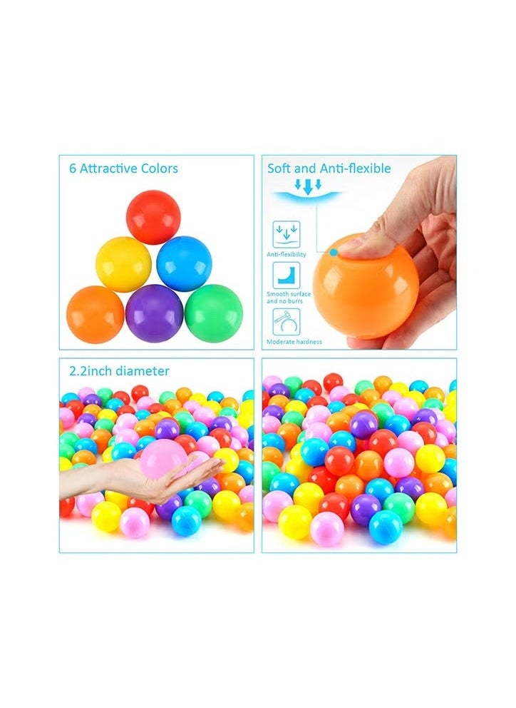 50-Piece Multicolor Soft Ocean Ball Pit Play Set - Durable & Safe Toy Balls for Kids Age 1+ Years, 31.4x29x18cm