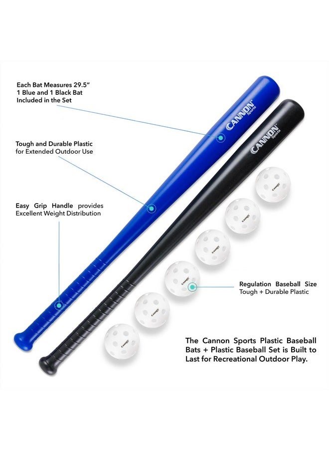 Plastic Baseball Set With Two Bats And 6 Balls (Blue/Black)