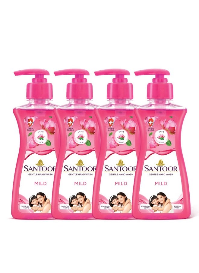 Mild Gentle Hand Wash 200Ml, Pack Of 4 With Goodness Of Lotus & Tulsi| Rich Lathering Formula With Anti-Bacterial Properties| Soft On Hands| Soothes & Hydrates Skin