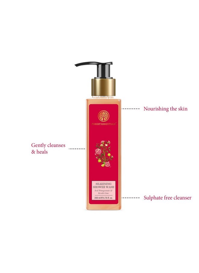 Silkening Shower Wash Iced Pomegranate & Kerala Lime|Lightly Scented & Sls-Free|Body Wash For Men And Women 200Ml