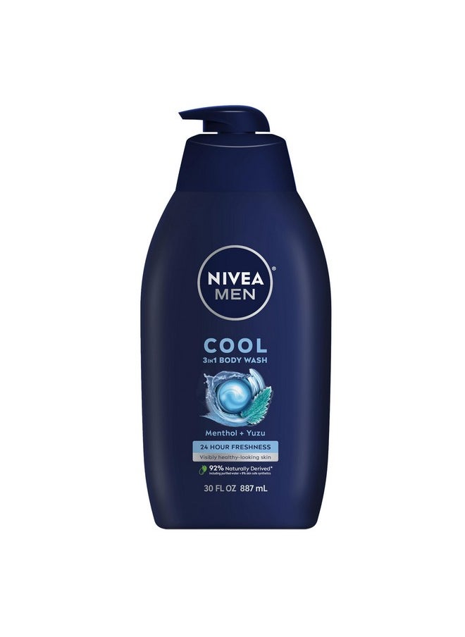 Cool Body Wash With Icy Menthol, Men Body Wash, 30 Fl Oz Pump Bottle