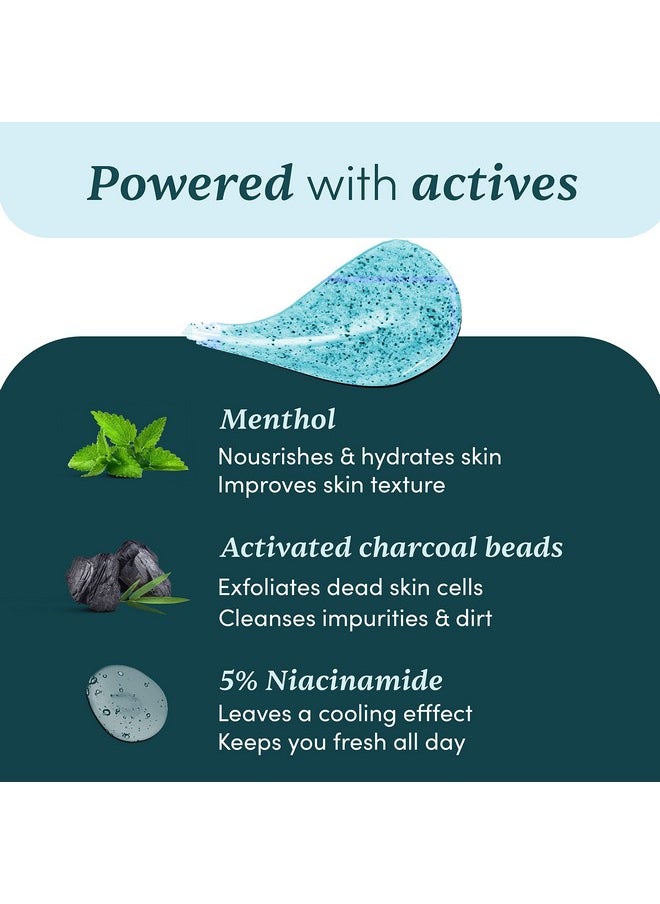 3 In 1 Action Charcoal & Menthol Body Wash | With Menthol, 5% Niacinamide & Activated Charcoal Beads | For Instant Cooling, Odor Protection & Improves Skin Texture | 250Ml