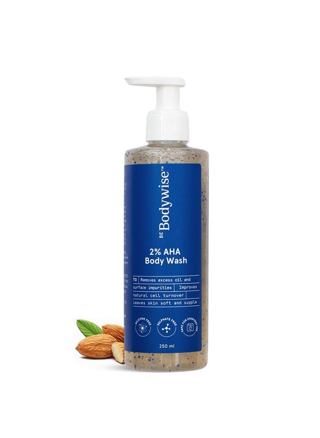 2% Aha Body Wash | With 1% Lactic Acid, Glycolic Acid & 4% Glycerin | Exfoliates & Promotes Glowing Skin | Smoothens Rough & Bumpy Skin | Daily Use Shower Gel | 250Ml