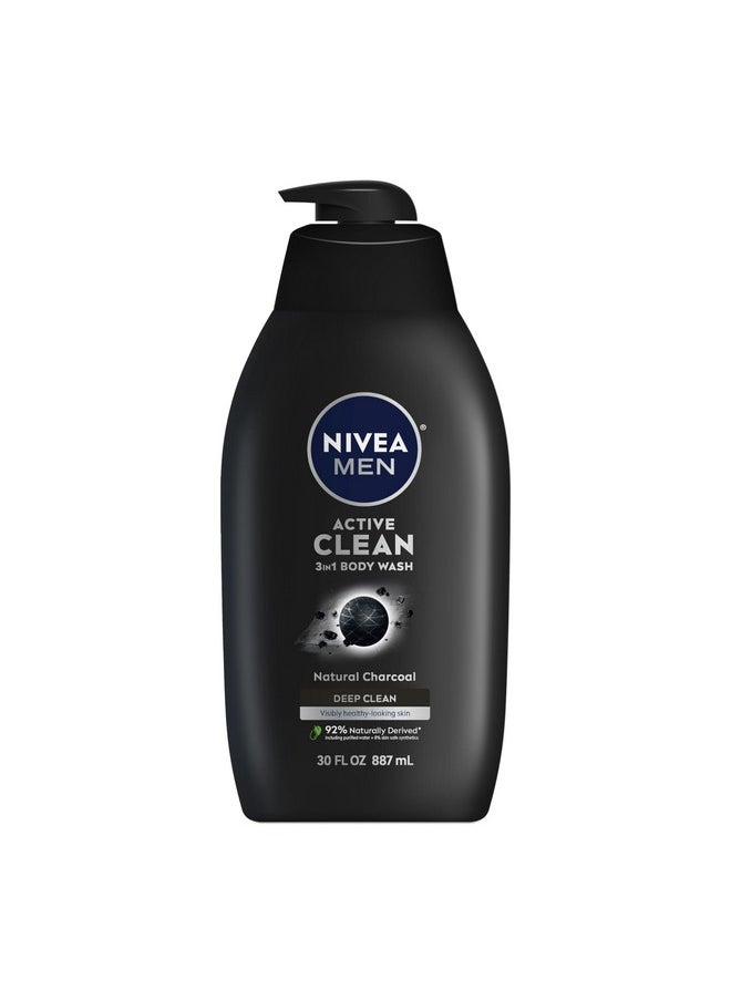 Deep Active Clean Charcoal Body Wash, Cleansing Body Wash With Natural Charcoal, 30 Fl Oz Pump Bottle