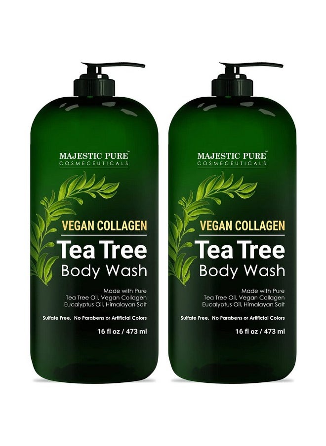 Tea Tree Body Wash With Collagen - Helps Nail Fungus, Athletes Foot, Ringworms, Jock Itch, Acne, Eczema & Body Odor - Soothes Itching - (Packaging May Vary), Set Of 2, 16 Fl Oz