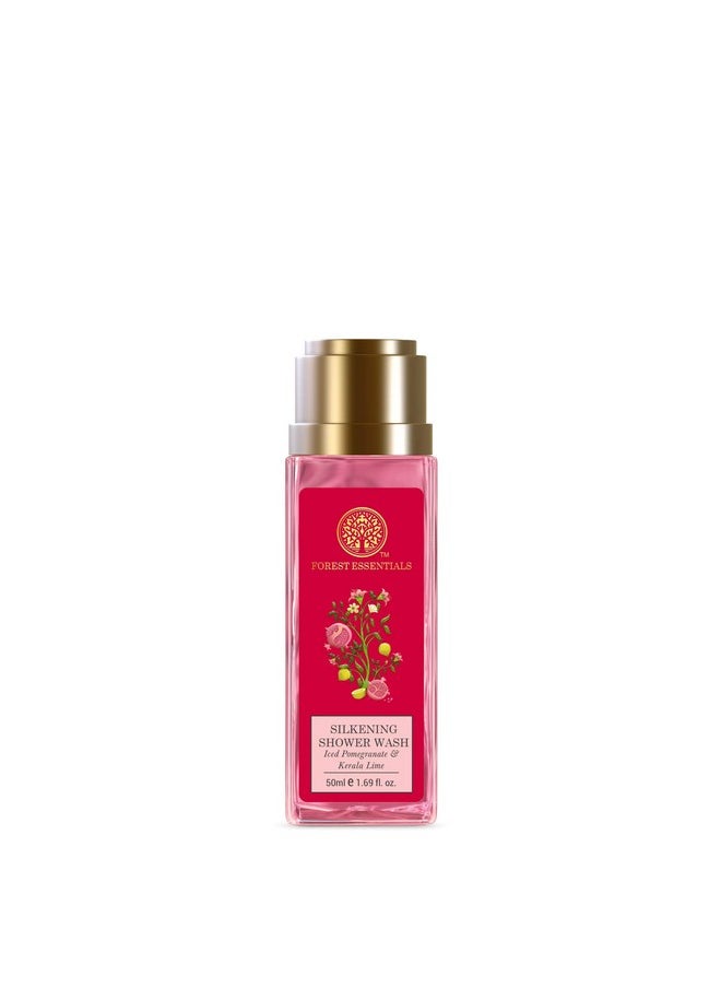 Travel Size Silkening Shower Wash Iced Pomegranate & Kerala Lime | Natural Body Wash Enriched With Active Ingredients For Soft & Smooth Skin | For Women & Men | 50 Ml