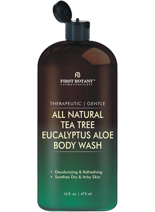 ALL Natural Body Wash - Fights Body Odor, Athletes Foot, Jock Itch, Nail Issues, Dandruff, Acne, Eczema, Shower Gel for Women & Men, Skin Cleanser -16 fl oz (Tea Tree Eucalyptus)