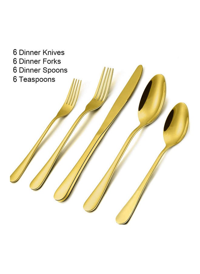 24-Piece Stainless Steel Cutlery Set Gold