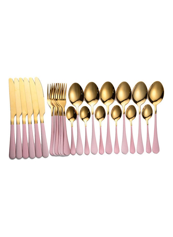 24-Piece Stainless Steel Cutlery Set Gold/Pink