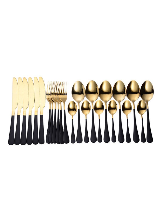 24-Piece Stainless Steel Cutlery Set Gold/Black