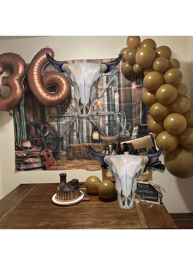 1Pack Western Long Horn Cow Party Balloons, Cowboy Longhorn Aluminium Foil Balloon For Party Wall Cowgirl Decorations Last Rodeo Bachelorette Party Supplies