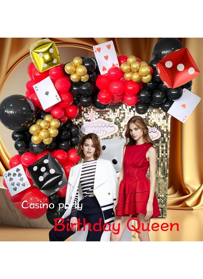 123 Pcs Casino Theme Balloon Garland Arch Kit With Game Night Poker Card Latex Balloon For Casino Royale Birthday Las Vegas Night Hollywood Theme Party Decorations