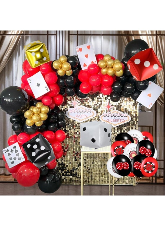 123 Pcs Casino Theme Balloon Garland Arch Kit With Game Night Poker Card Latex Balloon For Casino Royale Birthday Las Vegas Night Hollywood Theme Party Decorations