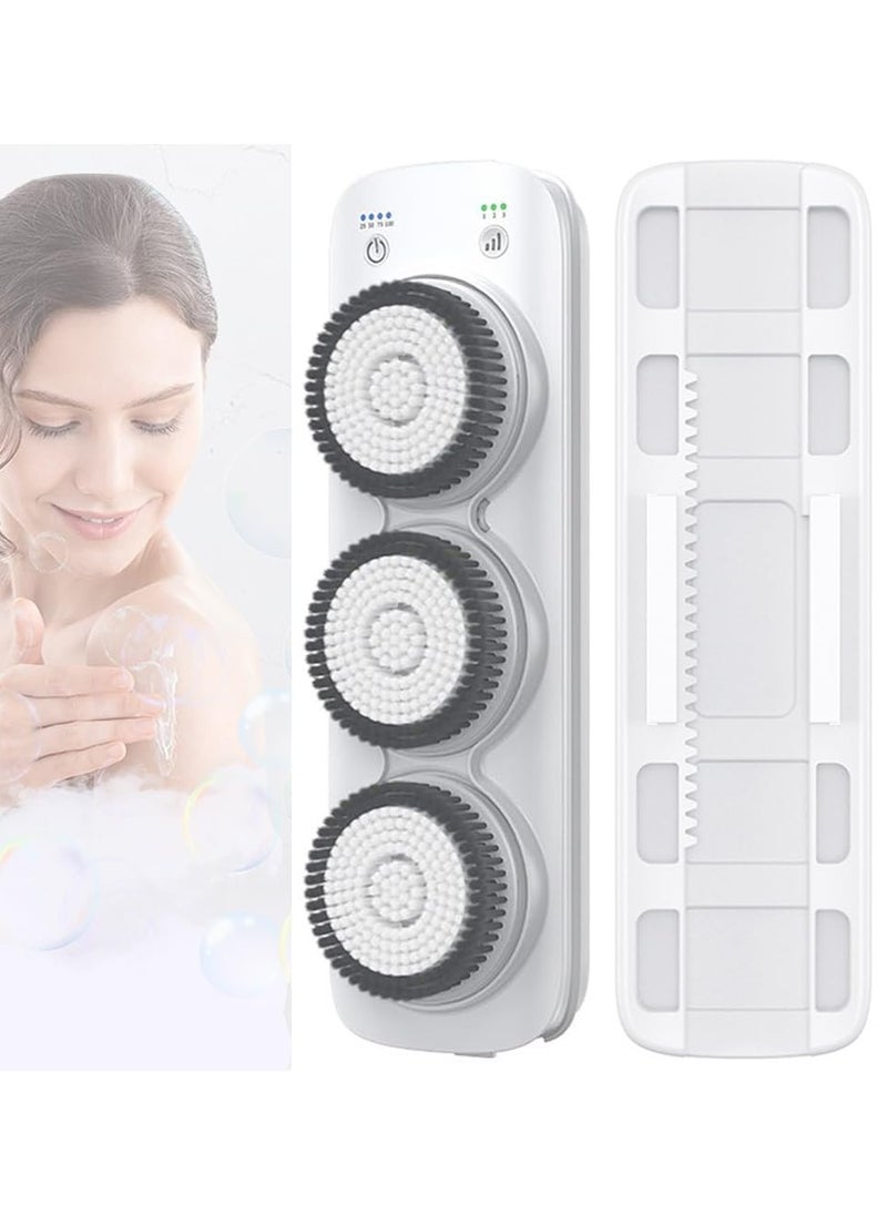 Electric Back Scrubber, Wall Mounted Body Scrub Brush, Adjustable Up and Down 64cm, 3-Gear Adjustment, 360° Automatic Rota-Tion, for Shower, Deep Cleansing, Back Massage