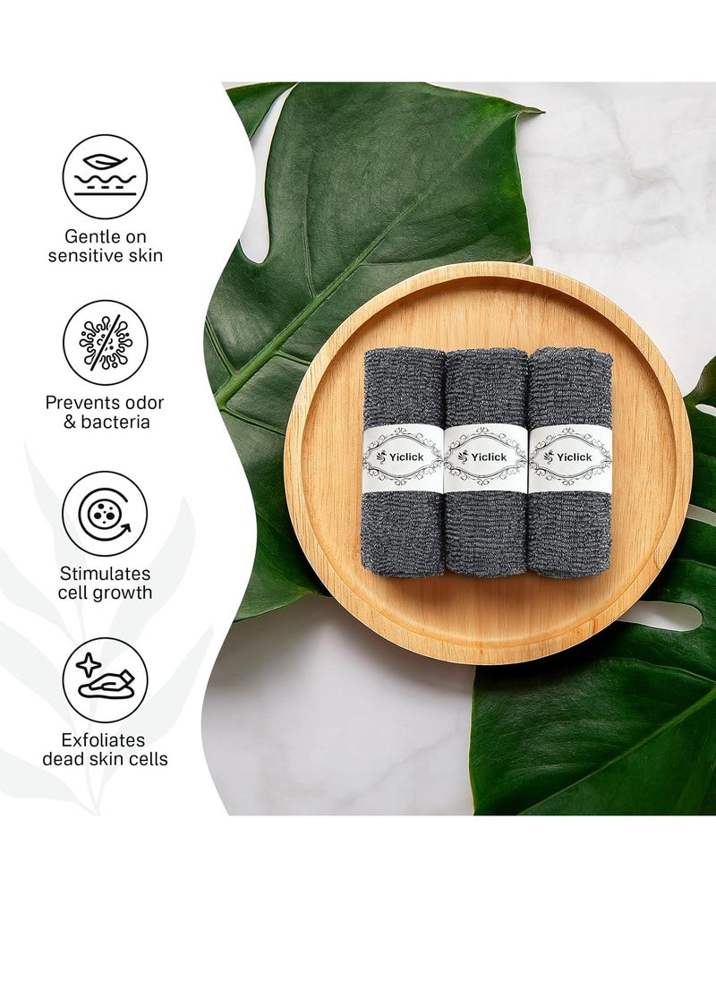 Yiclick Exfoliating African Net Sponge - Exfoliating Body Scrubber Exfoliator, Exfoliating Washcloth Towel, Exfoliate Rags Wash Cloth Loofah Sponge for Body Scrub, Back Scrubber (Black)