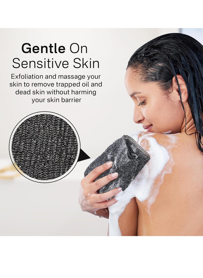 Yiclick Exfoliating African Net Sponge - Exfoliating Body Scrubber Exfoliator, Exfoliating Washcloth Towel, Exfoliate Rags Wash Cloth Loofah Sponge for Body Scrub, Back Scrubber (Black)