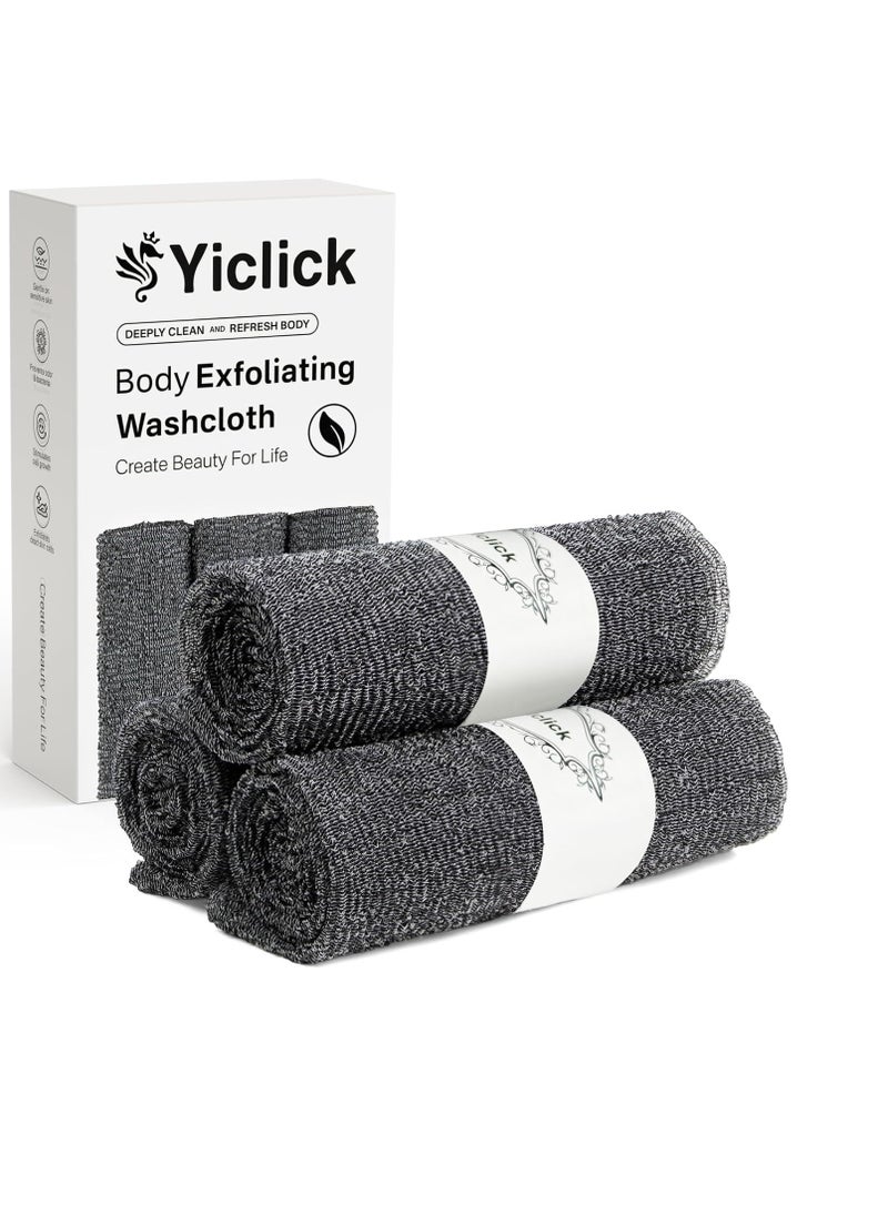 Yiclick Exfoliating African Net Sponge - Exfoliating Body Scrubber Exfoliator, Exfoliating Washcloth Towel, Exfoliate Rags Wash Cloth Loofah Sponge for Body Scrub, Back Scrubber (Black)