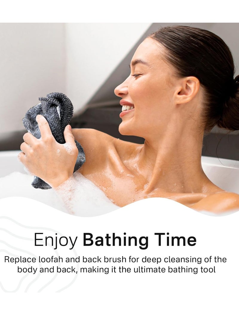 Yiclick Exfoliating African Net Sponge - Exfoliating Body Scrubber Exfoliator, Exfoliating Washcloth Towel, Exfoliate Rags Wash Cloth Loofah Sponge for Body Scrub, Back Scrubber (Black)