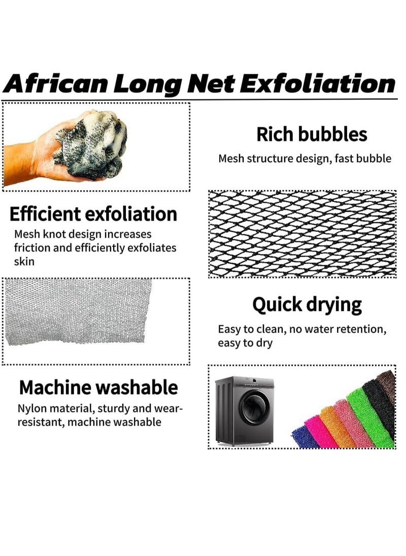 African Net Sponge Authentic, African Exfoliating Sponge Real African Net Black Owned, African Bath Sponge Back Scrubber, Body Exfoliator Shower Bath Accessories (Black)