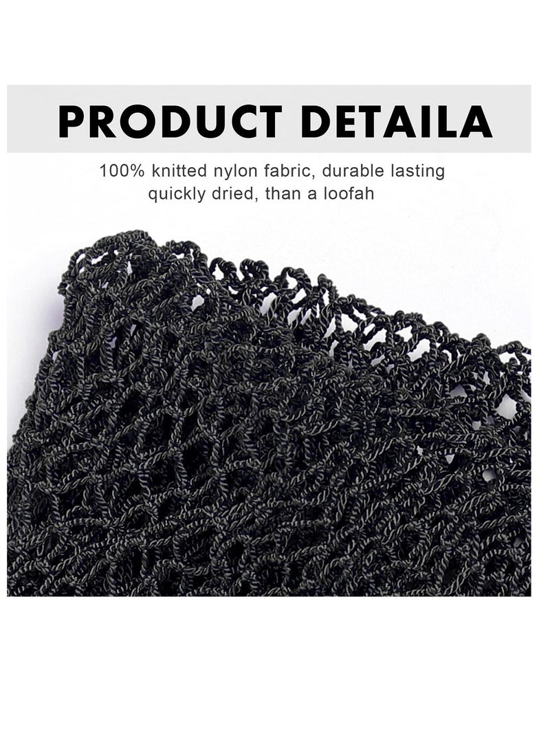 African Net Long Bath Net Sponge,JASSINS Bathing Body Exfoliating Shower Body Back Scrubber Skin Smoother,Stretch Length to 66 INCH (Black)