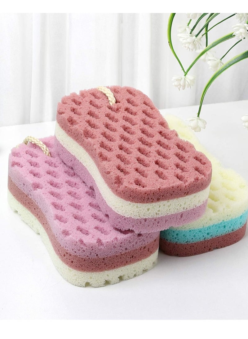 3 Pcs Bath Sponge for Women, Men, Kids, Sponge Loofah Body Scrubber Shower Sponge for Body Wash Bathroom, 3 Colors & Large Size Bathing Sponge Bathing Accessories(Large Size)