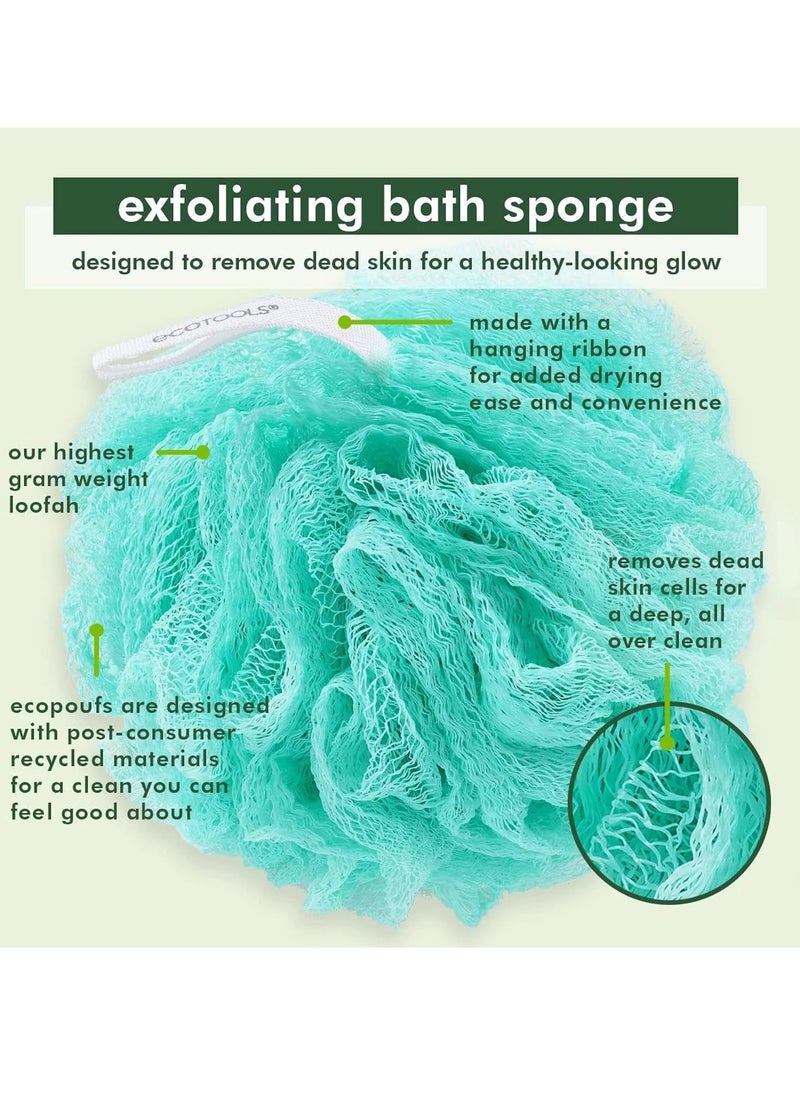 EcoTools Exfoliating EcoPouf Bath Sponge, Deep Cleansing Body Loofah, Removes Dirt & Impurities, Reveals Soft, Smooth Skin, Bath & Shower Pouf for Men & Women, Assorted Colors, 3 Count