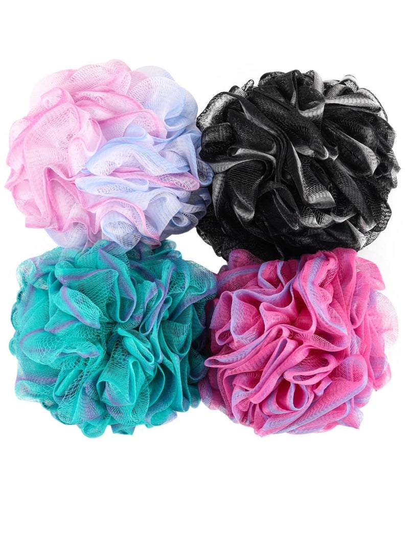 BTYMS Loofah Sponge 60 Gram Shower Pouf Bath Scrunchies Shower Puff Exfoliating Body Wash Scrubber Bath Puffs for Washing - Set of 4