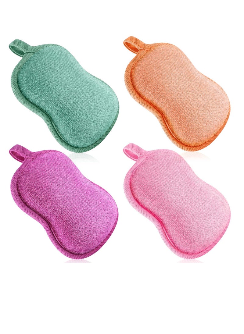 4 Pieces Baby Bath Sponge Cotton Baby Sponge Soft and Absorbent Sponge for Kids Babies Men Women (Red, Purple, Green, Orange)