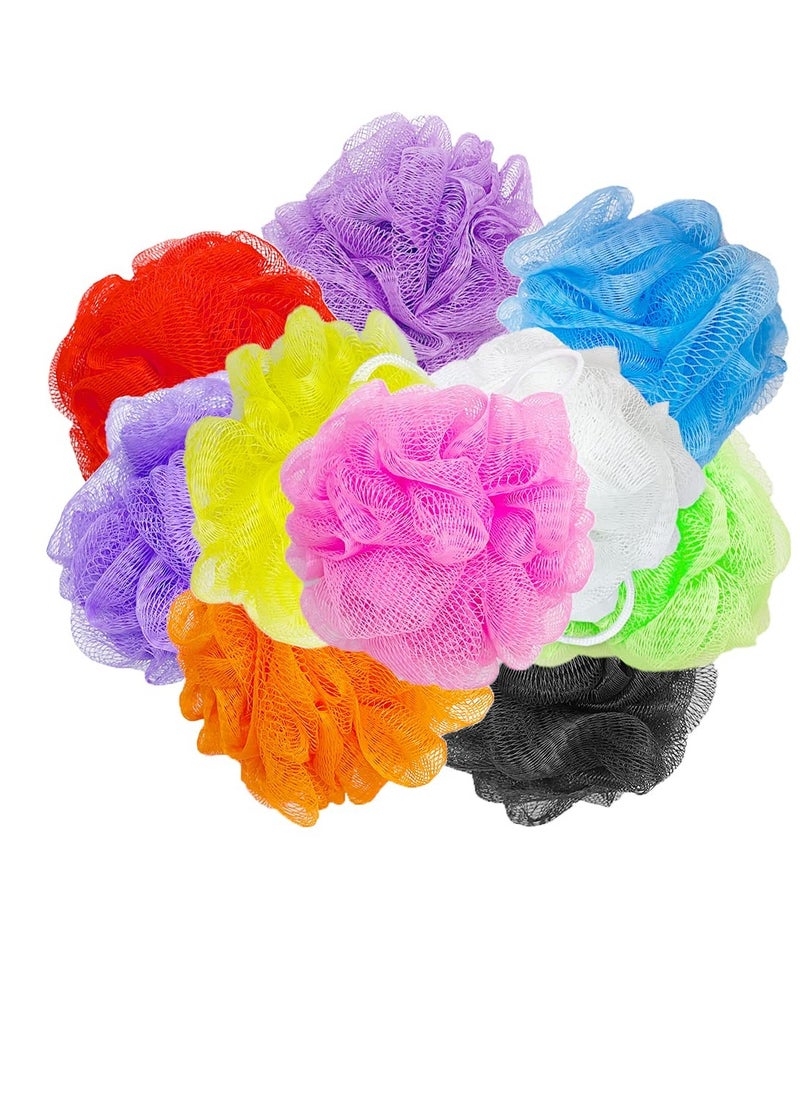 10 Pack Mesh Bath Sponges,Soft Bath Shower Loofah Sponge,Colorful Exfoliating Scrubber for Kids Women Men Body Wash,Random Color