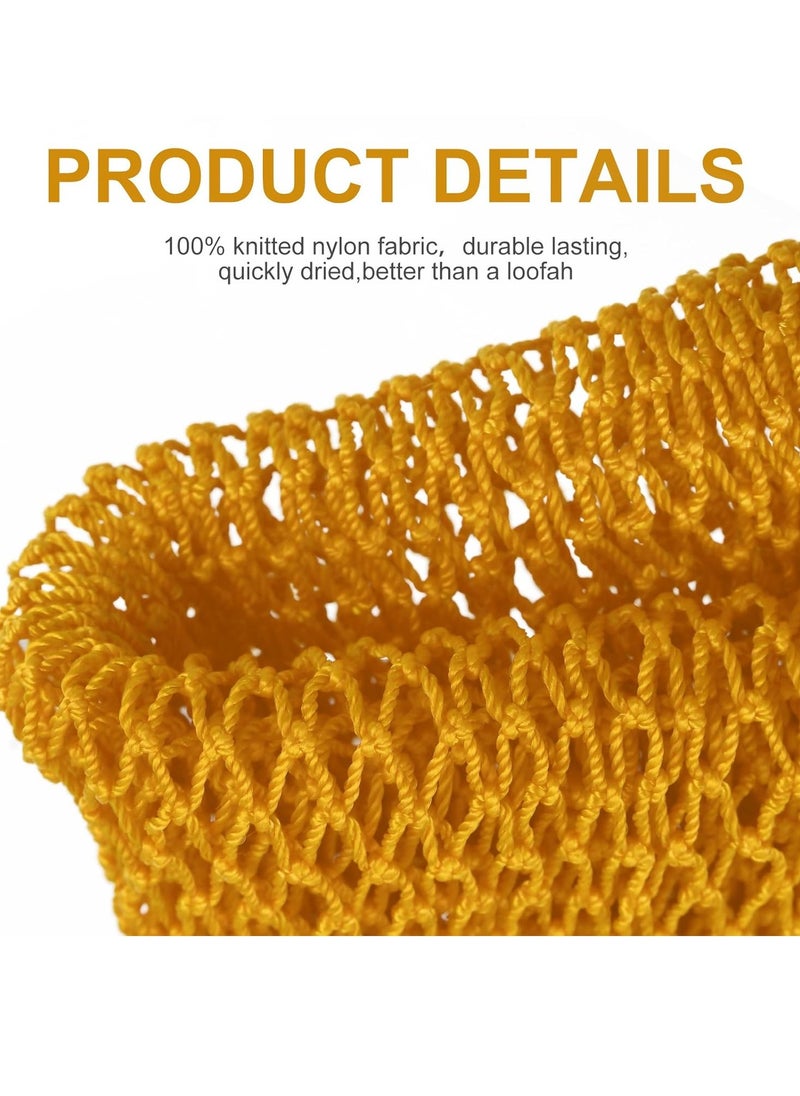 Geiserailie African Long Bathing Net Sponge Long Net Shower Body Scrubber Back Scrubber Skin Smoother Net Bathing Sponge for Daily Use or Stocking Stuffer (Yellow)