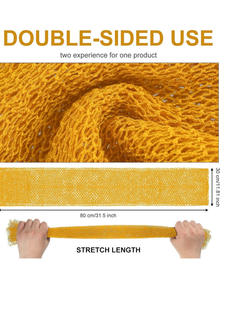 Geiserailie African Long Bathing Net Sponge Long Net Shower Body Scrubber Back Scrubber Skin Smoother Net Bathing Sponge for Daily Use or Stocking Stuffer (Yellow)