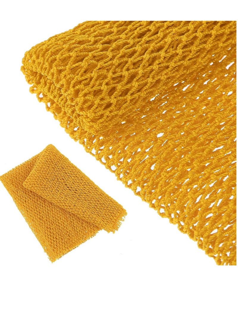 Geiserailie African Long Bathing Net Sponge Long Net Shower Body Scrubber Back Scrubber Skin Smoother Net Bathing Sponge for Daily Use or Stocking Stuffer (Yellow)