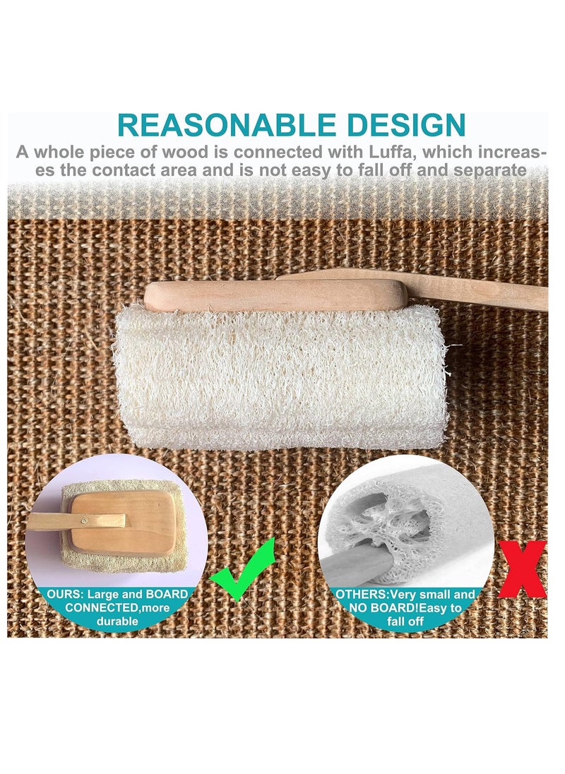 Natural Exfoliating Loofah luffa loofa Bath Brush On a Stick - with Long Wooden Handle Back Brush for Men & Women - Shower Sponge Body Back Scrubber Pack of 1