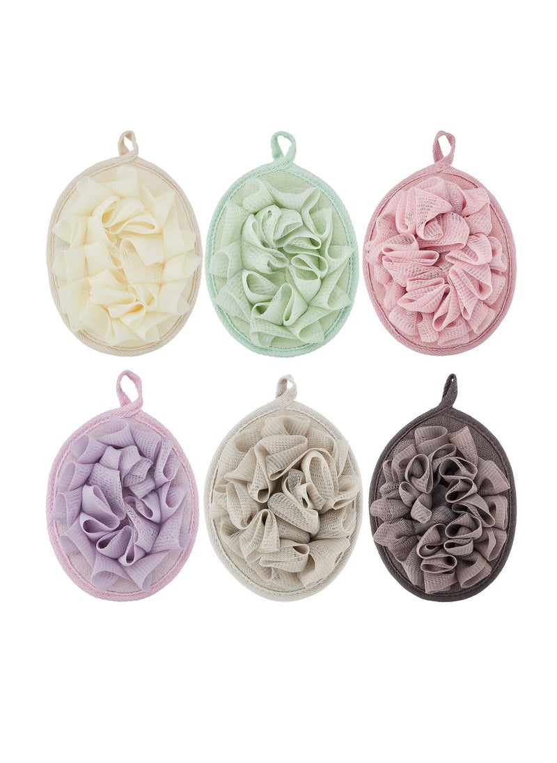 Boao 6 Pieces Bath Shower Pouf Sponge Mesh Pouf Shower Ball Exfoliating Body Sponge Pad Shower Scrubber Ball Shower Glove with Flower Bath Ball (Multi-Color)