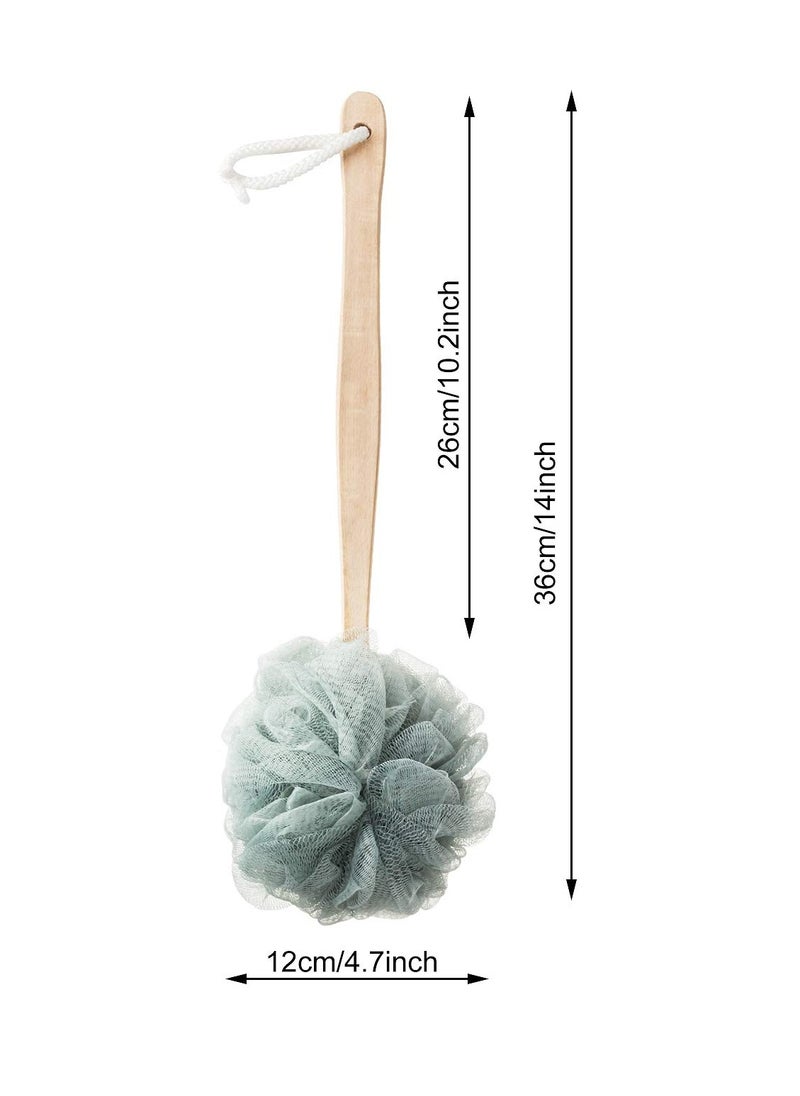 4 Pack Large Bath Puff Loofah Sponge With Long Handle Shower Loofah, Bath Body Back Brush, Spa Brush for Women and Men(4 Color)
