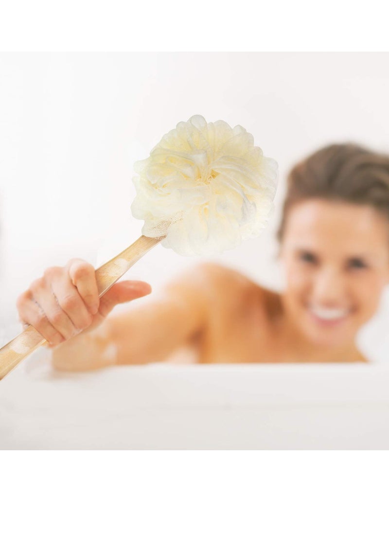 4 Pack Large Bath Puff Loofah Sponge With Long Handle Shower Loofah, Bath Body Back Brush, Spa Brush for Women and Men(4 Color)