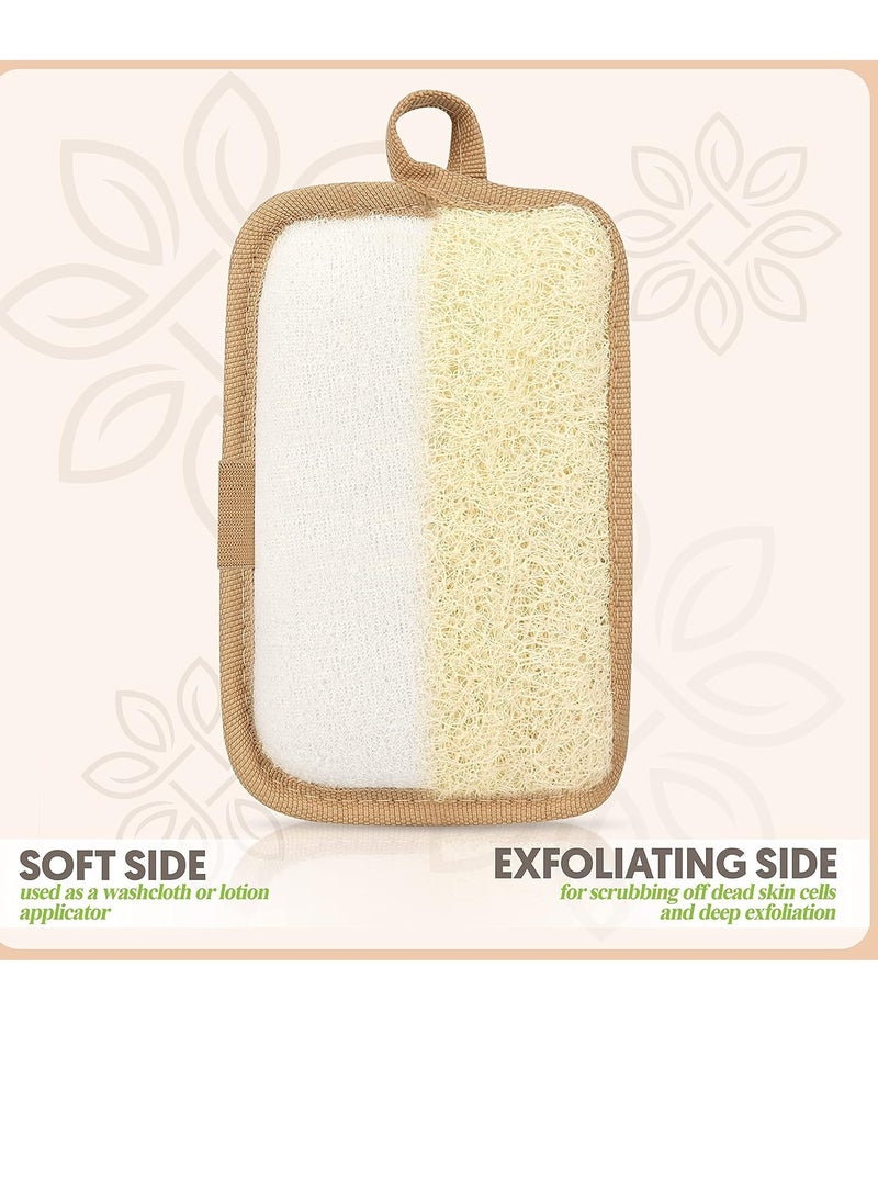 Almooni Premium Egyptian Exfoliating Loofah Pad Body Scrubber - Rectangular loofa Shape - Made with Natural Egyptian Shower lufa Sponge That Gets You Clean, Not Just Spreading Soap (2 Pack)