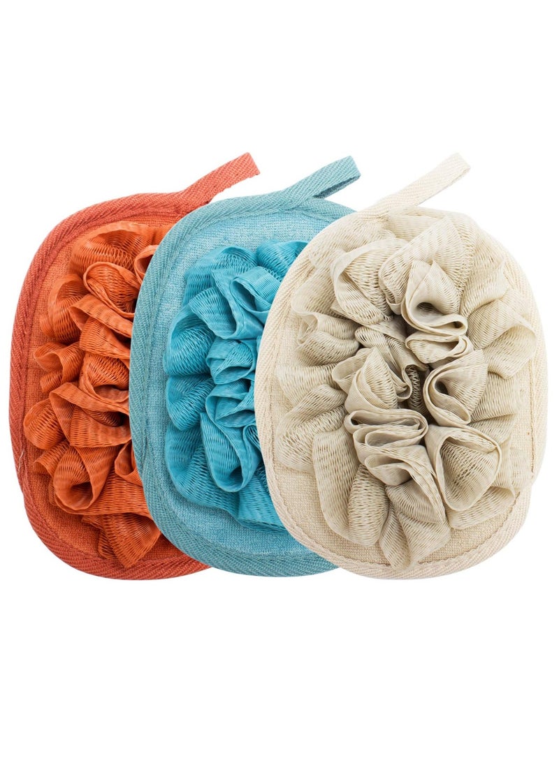 3 Pack Bath Loofah Body Sponge Brushes Pouf Bath Mesh Brush Bath Shower Glove with Flower Bath Ball